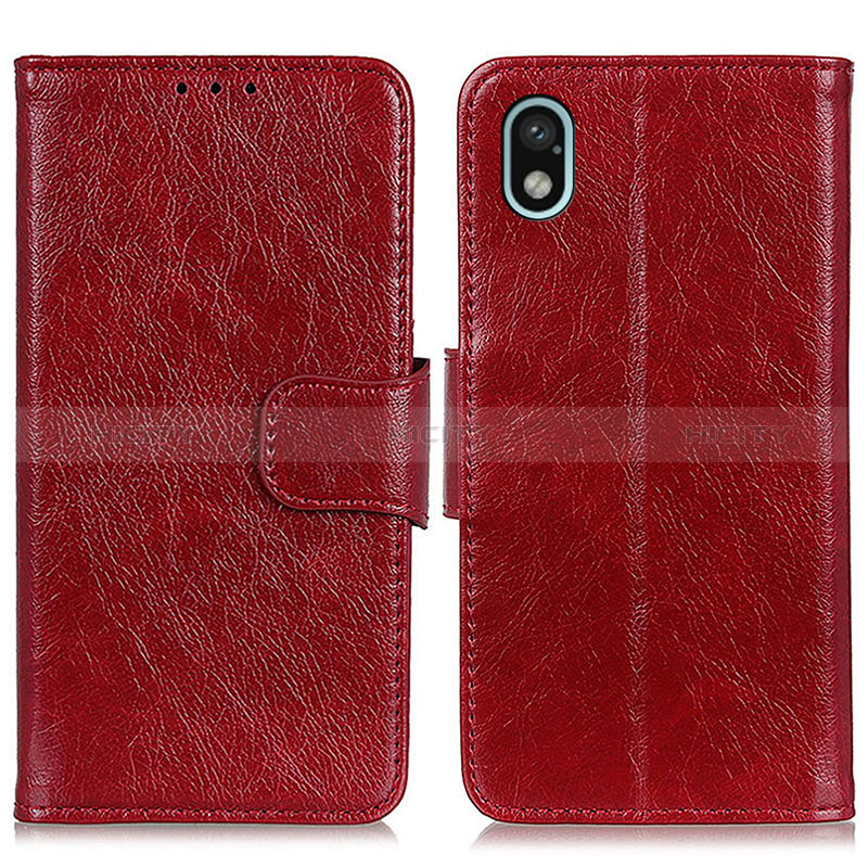 Custodia Portafoglio In Pelle Cover con Supporto N05P per Sony Xperia Ace III Rosso