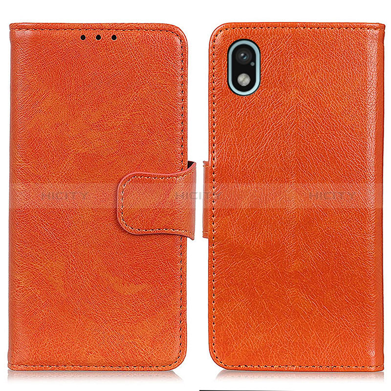 Custodia Portafoglio In Pelle Cover con Supporto N05P per Sony Xperia Ace III SOG08 Arancione