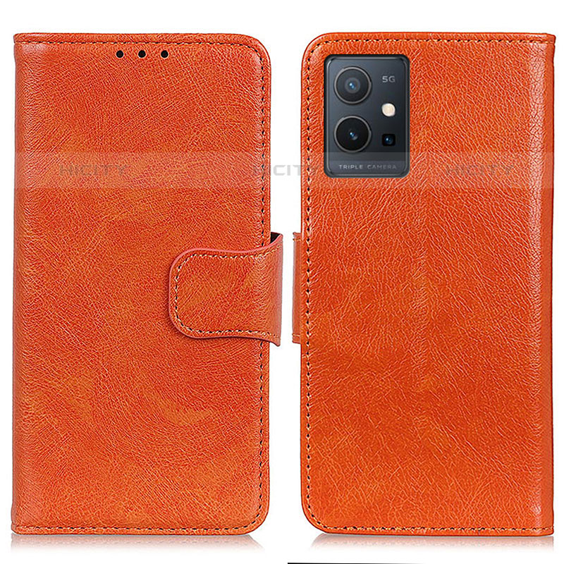 Custodia Portafoglio In Pelle Cover con Supporto N05P per Vivo iQOO Z6 5G Arancione