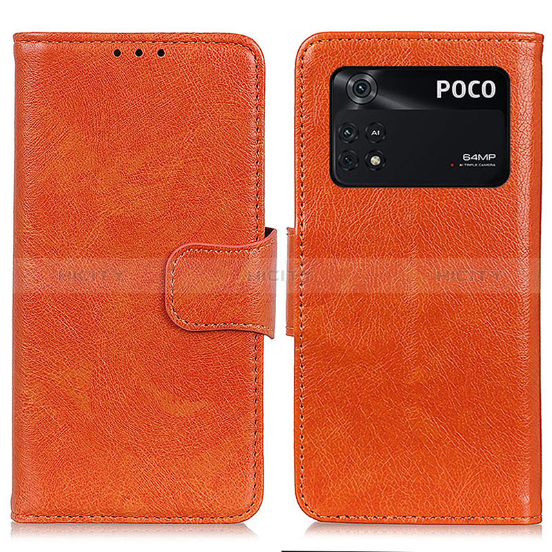 Custodia Portafoglio In Pelle Cover con Supporto N05P per Xiaomi Poco M4 Pro 4G Arancione