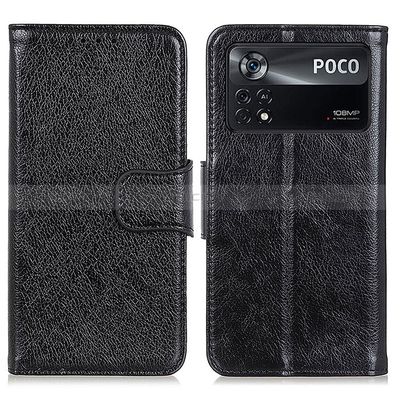 Custodia Portafoglio In Pelle Cover con Supporto N05P per Xiaomi Poco X4 Pro 5G Nero