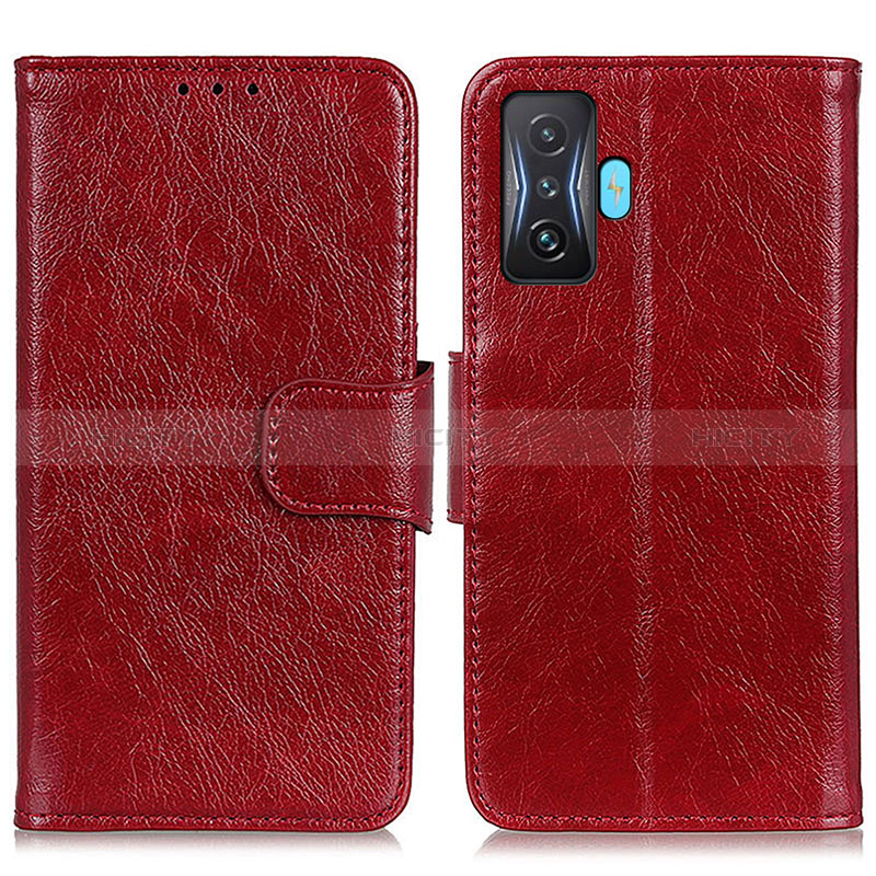 Custodia Portafoglio In Pelle Cover con Supporto N05P per Xiaomi Redmi K50 Gaming AMG F1 5G Rosso