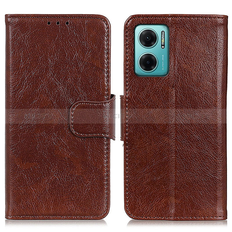 Custodia Portafoglio In Pelle Cover con Supporto N05P per Xiaomi Redmi Note 11E 5G Marrone