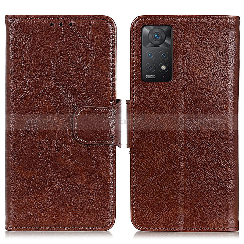 Custodia Portafoglio In Pelle Cover con Supporto N05P per Xiaomi Redmi Note 12 Pro 4G Marrone