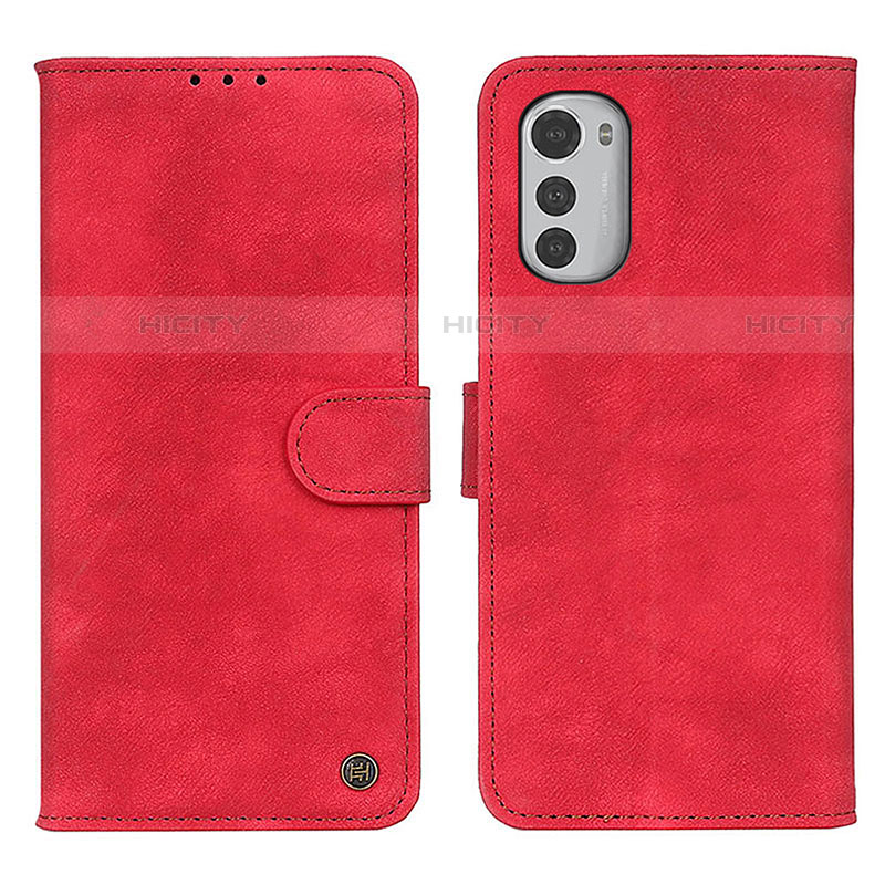 Custodia Portafoglio In Pelle Cover con Supporto N06P per Motorola Moto E32s Rosso