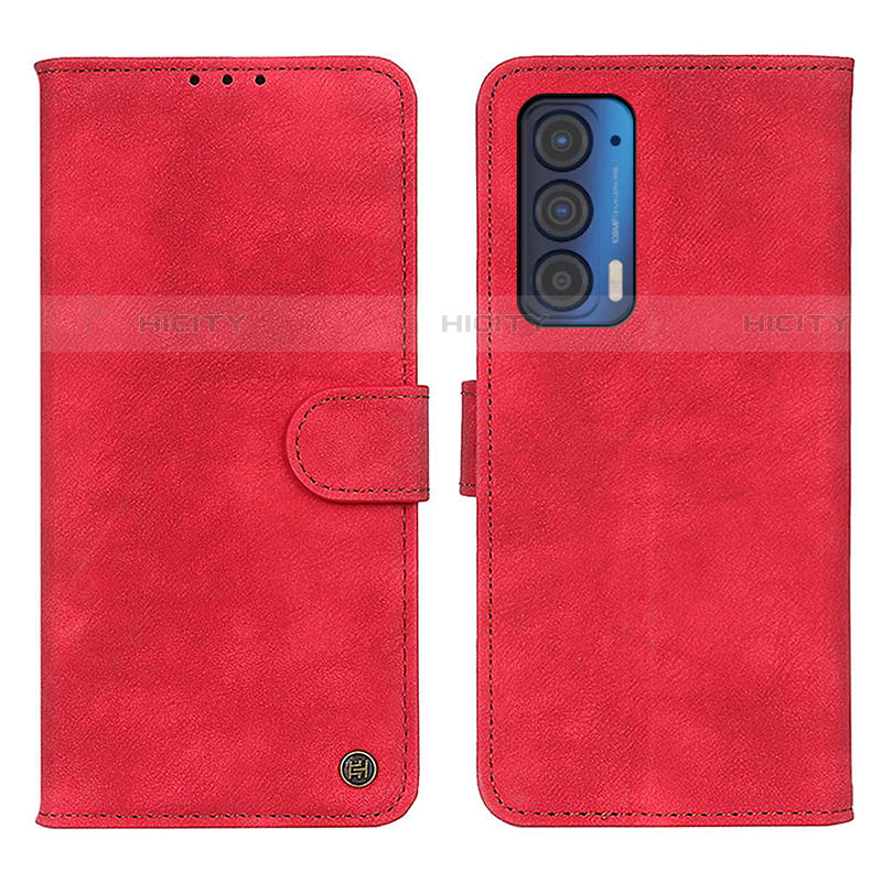 Custodia Portafoglio In Pelle Cover con Supporto N06P per Motorola Moto Edge (2021) 5G Rosso