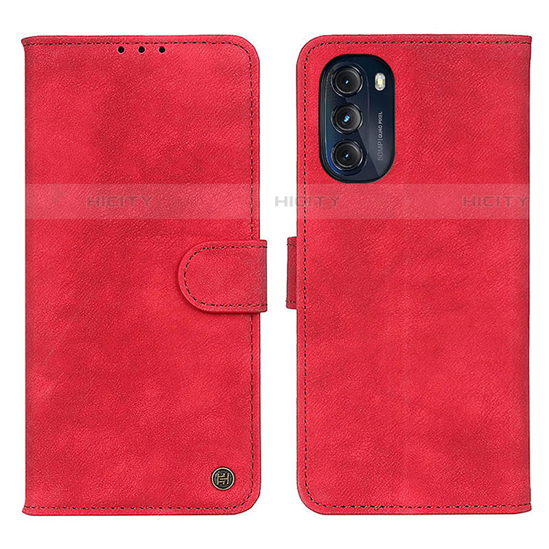 Custodia Portafoglio In Pelle Cover con Supporto N06P per Motorola Moto G 5G (2022) Rosso