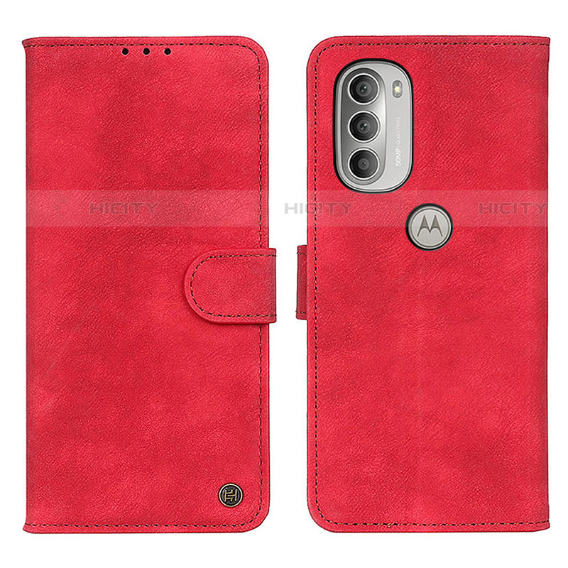 Custodia Portafoglio In Pelle Cover con Supporto N06P per Motorola Moto G51 5G Rosso