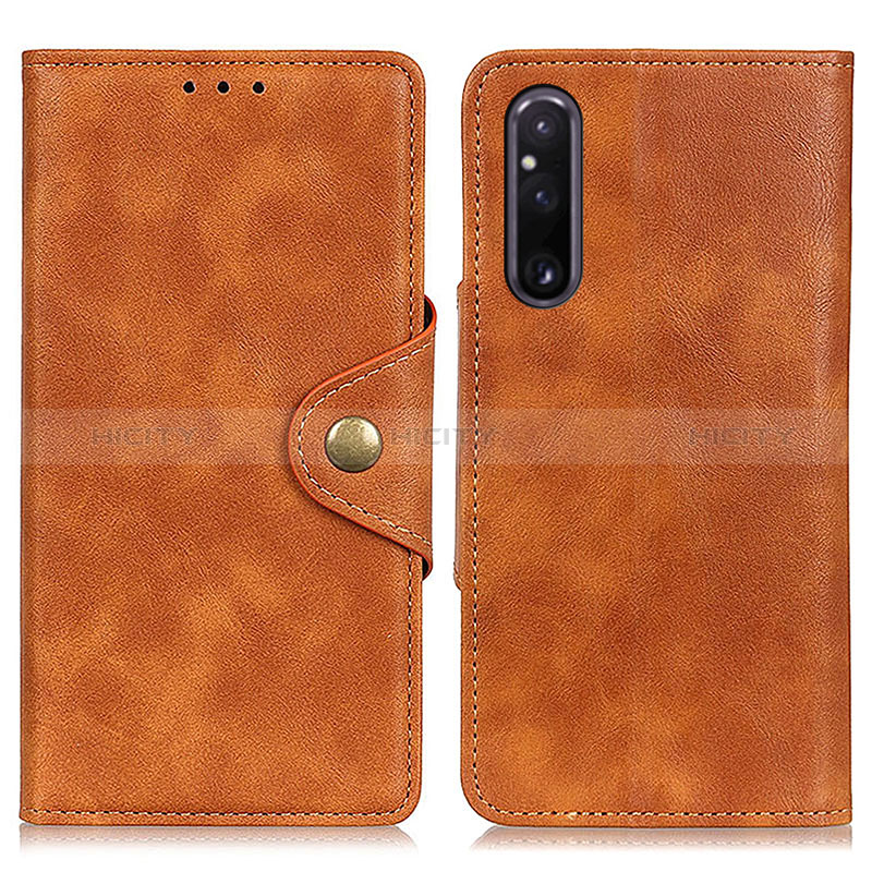 Custodia Portafoglio In Pelle Cover con Supporto N06P per Sony Xperia 1 V Marrone