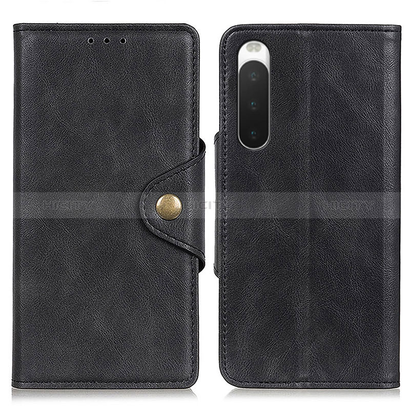 Custodia Portafoglio In Pelle Cover con Supporto N06P per Sony Xperia 10 V Nero