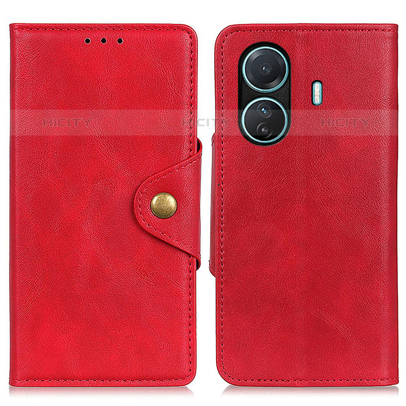 Custodia Portafoglio In Pelle Cover con Supporto N06P per Vivo T1 Pro 5G Rosso