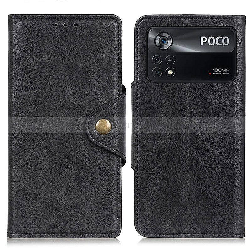 Custodia Portafoglio In Pelle Cover con Supporto N06P per Xiaomi Poco X4 Pro 5G Nero