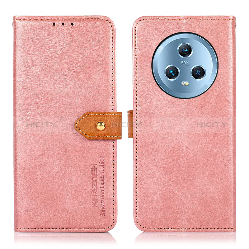 Custodia Portafoglio In Pelle Cover con Supporto N07P per Huawei Honor Magic5 5G Rosa