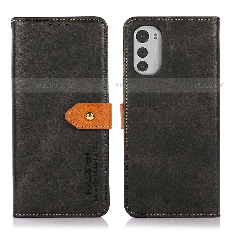 Custodia Portafoglio In Pelle Cover con Supporto N07P per Motorola Moto E32s Nero