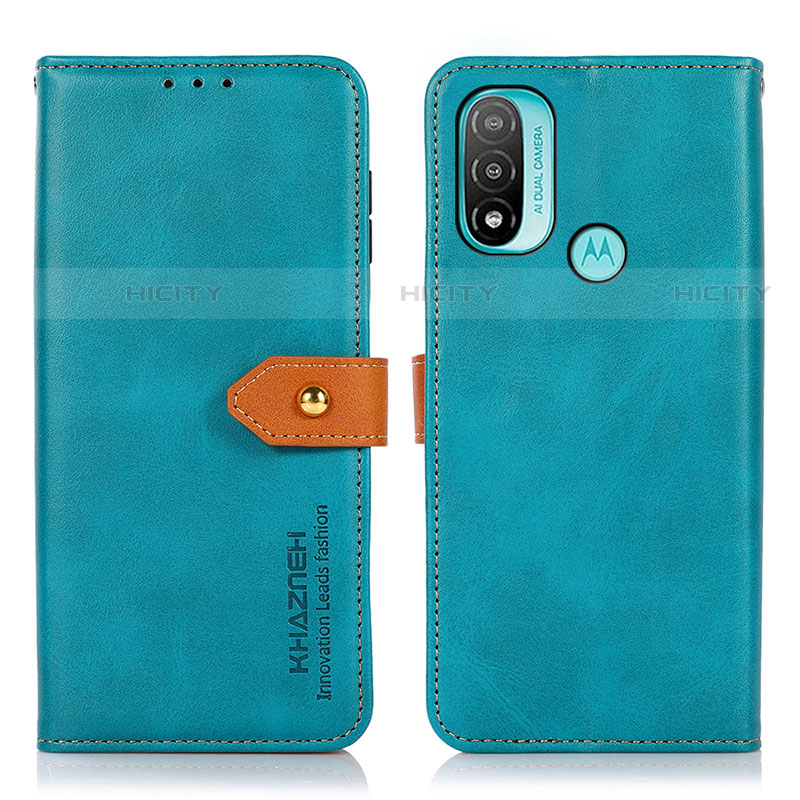 Custodia Portafoglio In Pelle Cover con Supporto N07P per Motorola Moto E40 Ciano