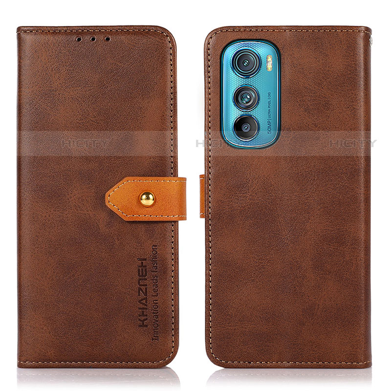 Custodia Portafoglio In Pelle Cover con Supporto N07P per Motorola Moto Edge 30 5G Marrone