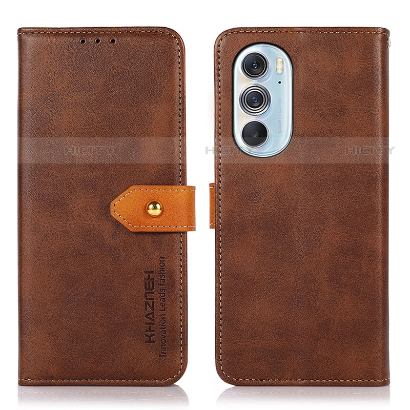 Custodia Portafoglio In Pelle Cover con Supporto N07P per Motorola Moto Edge Plus (2022) 5G Marrone