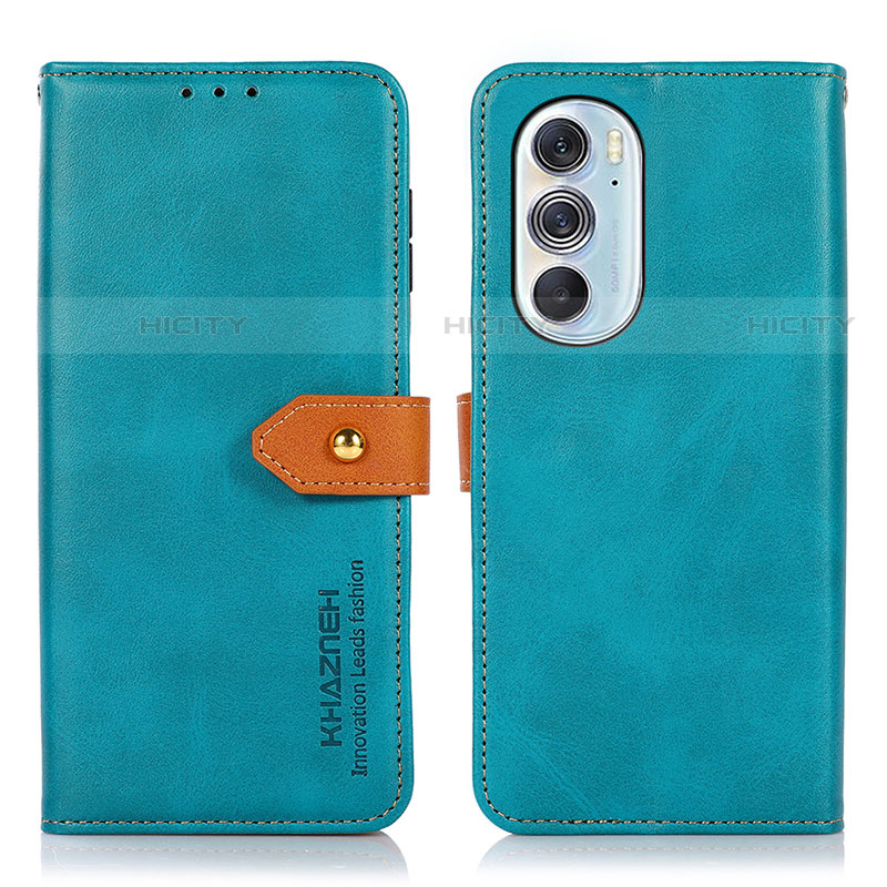 Custodia Portafoglio In Pelle Cover con Supporto N07P per Motorola Moto Edge X30 5G Ciano