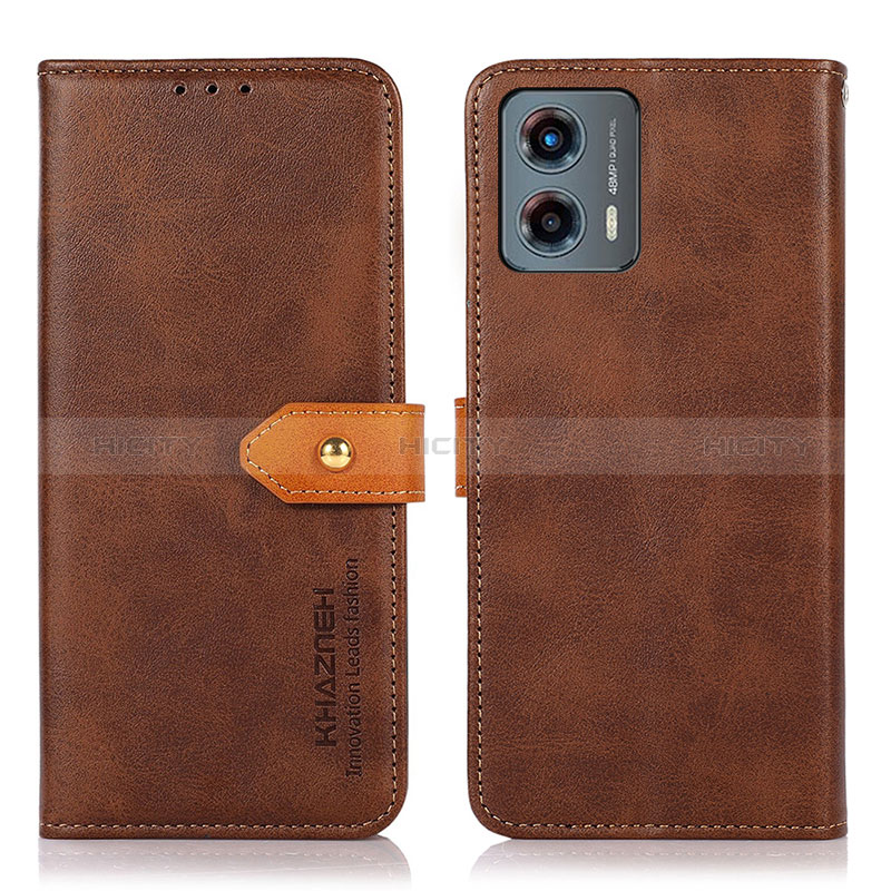 Custodia Portafoglio In Pelle Cover con Supporto N07P per Motorola Moto G 5G (2023) Marrone