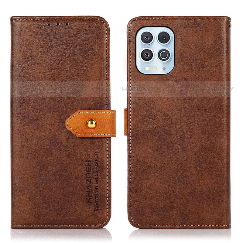 Custodia Portafoglio In Pelle Cover con Supporto N07P per Motorola Moto G100 5G Marrone