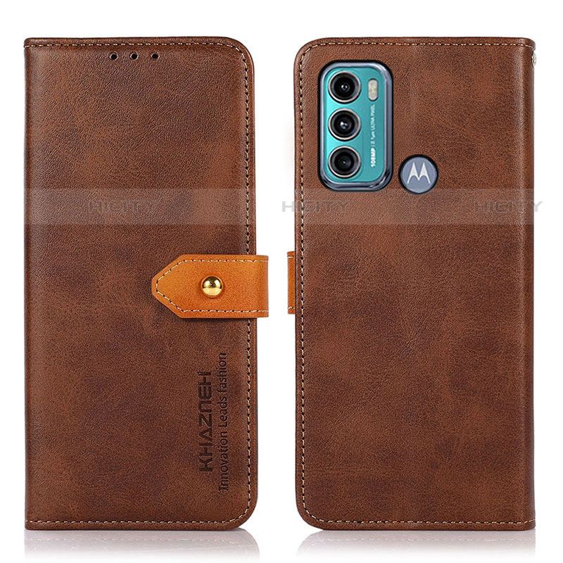 Custodia Portafoglio In Pelle Cover con Supporto N07P per Motorola Moto G40 Fusion Marrone