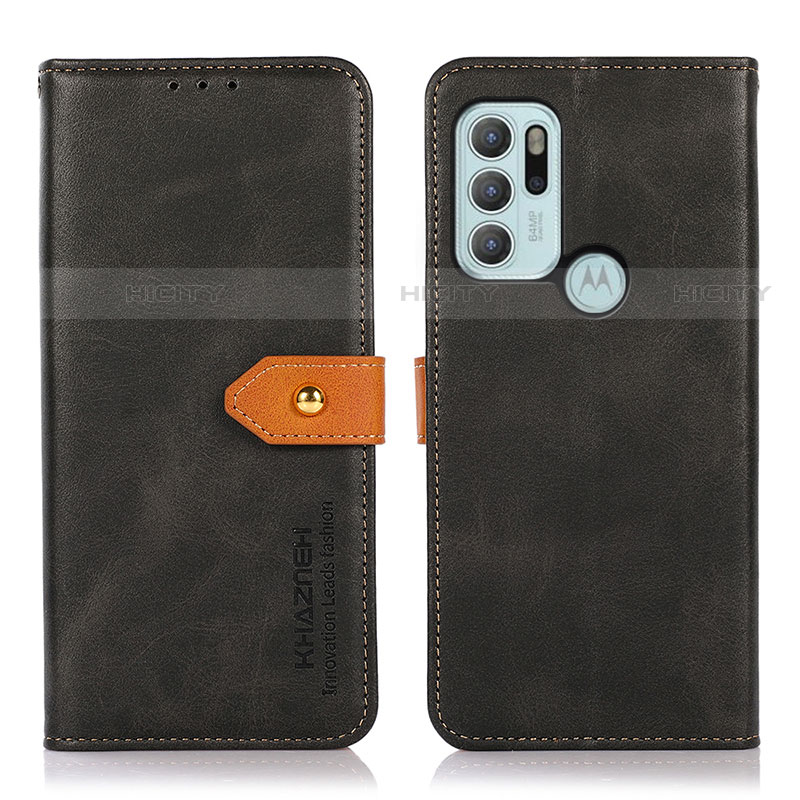 Custodia Portafoglio In Pelle Cover con Supporto N07P per Motorola Moto G60s Nero