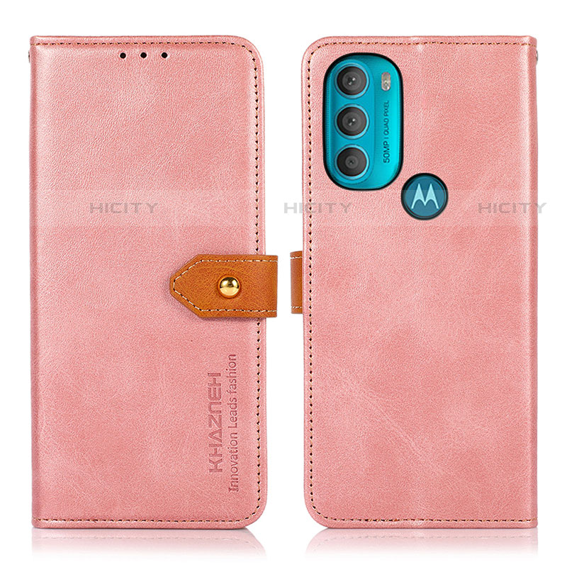 Custodia Portafoglio In Pelle Cover con Supporto N07P per Motorola Moto G71 5G Rosa