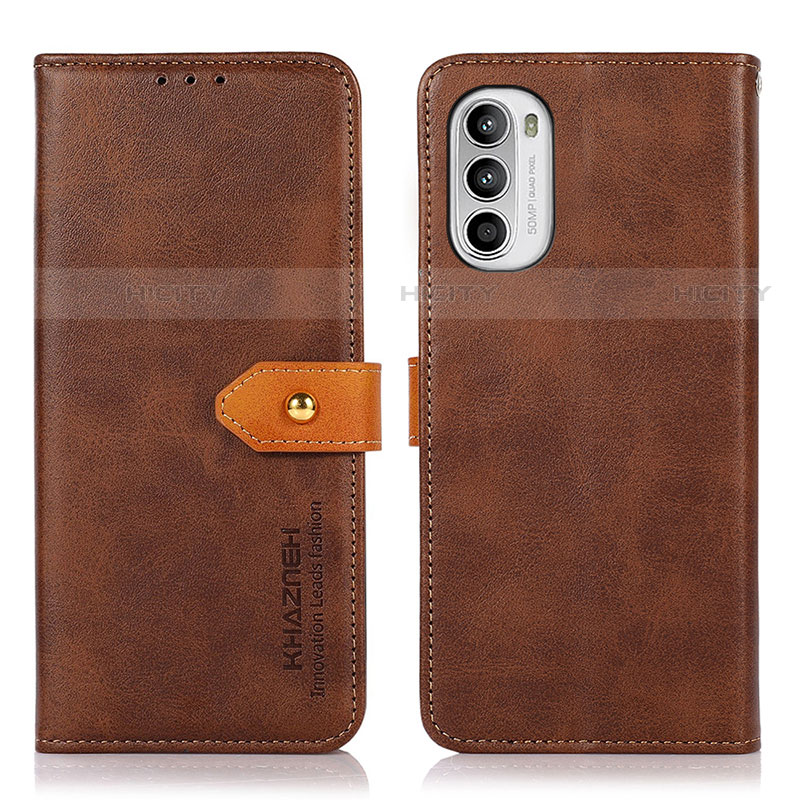 Custodia Portafoglio In Pelle Cover con Supporto N07P per Motorola Moto G82 5G Marrone