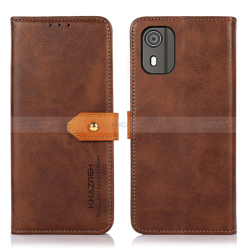 Custodia Portafoglio In Pelle Cover con Supporto N07P per Nokia C02 Marrone