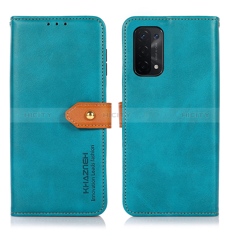 Custodia Portafoglio In Pelle Cover con Supporto N07P per Oppo A54 5G Ciano