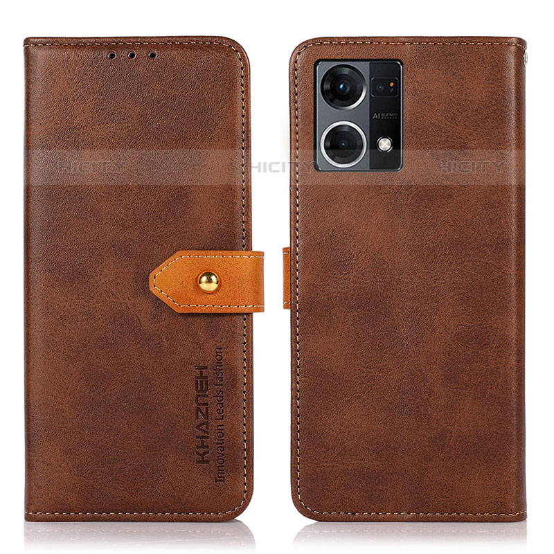 Custodia Portafoglio In Pelle Cover con Supporto N07P per Oppo F21 Pro 4G Marrone