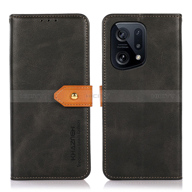 Custodia Portafoglio In Pelle Cover con Supporto N07P per Oppo Find X5 5G Nero