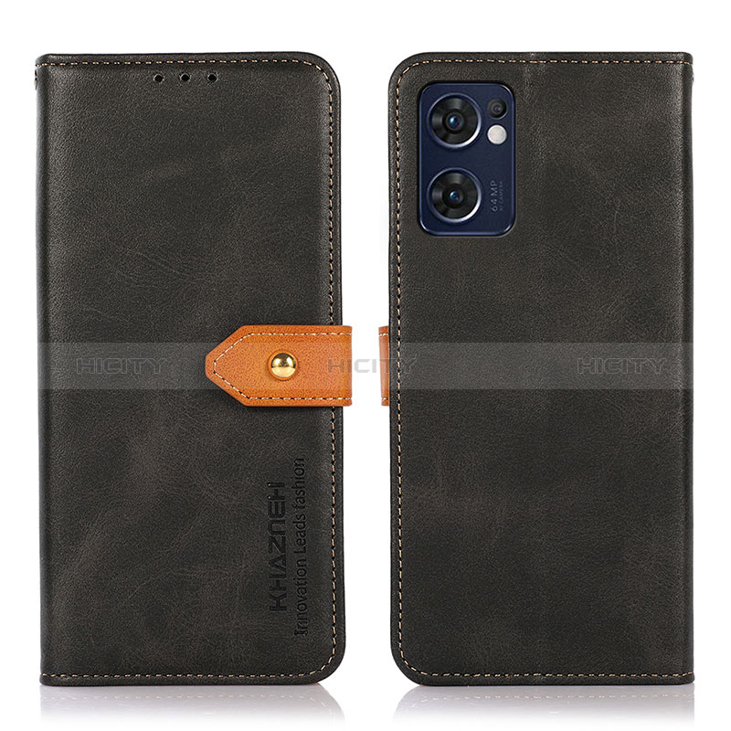 Custodia Portafoglio In Pelle Cover con Supporto N07P per Oppo Find X5 Lite 5G Nero