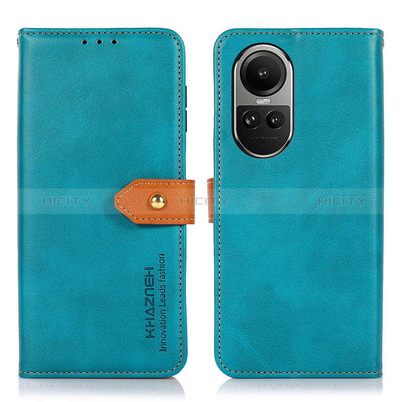 Custodia Portafoglio In Pelle Cover con Supporto N07P per Oppo Reno10 Pro 5G Ciano