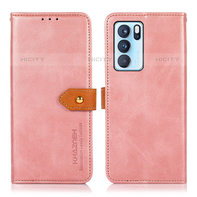 Custodia Portafoglio In Pelle Cover con Supporto N07P per Oppo Reno6 Pro 5G India Rosa