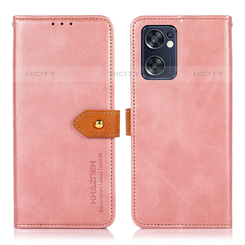 Custodia Portafoglio In Pelle Cover con Supporto N07P per Oppo Reno7 SE 5G Rosa