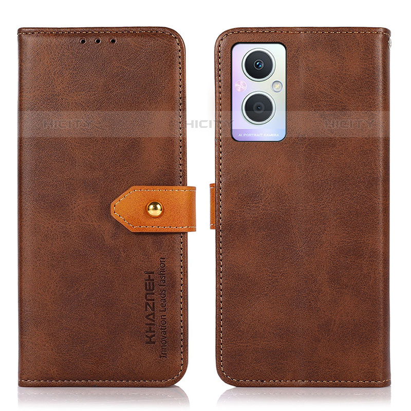 Custodia Portafoglio In Pelle Cover con Supporto N07P per Oppo Reno8 Z 5G Marrone