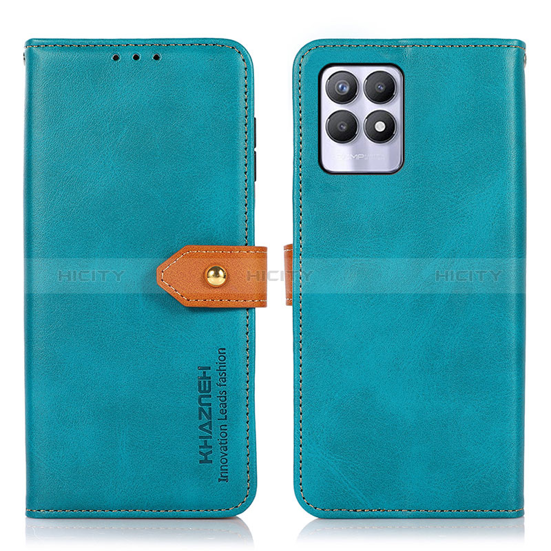 Custodia Portafoglio In Pelle Cover con Supporto N07P per Realme 8i Ciano