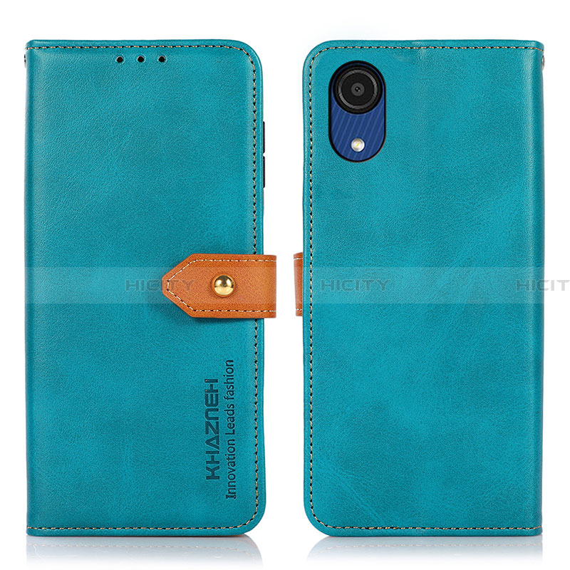 Custodia Portafoglio In Pelle Cover con Supporto N07P per Samsung Galaxy A03 Core Ciano