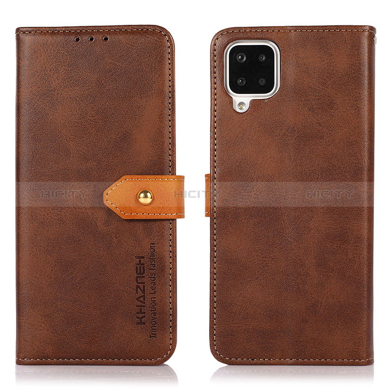 Custodia Portafoglio In Pelle Cover con Supporto N07P per Samsung Galaxy A12 Nacho Marrone