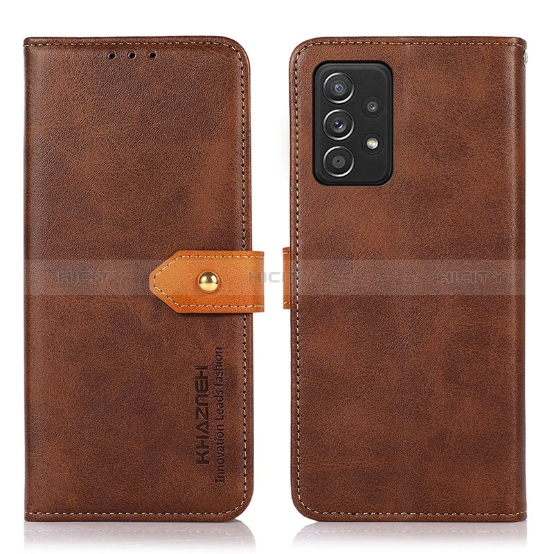 Custodia Portafoglio In Pelle Cover con Supporto N07P per Samsung Galaxy A52s 5G Marrone