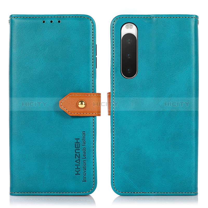 Custodia Portafoglio In Pelle Cover con Supporto N07P per Sony Xperia 10 IV SO-52C Ciano