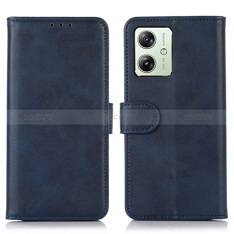 Custodia Portafoglio In Pelle Cover con Supporto N08P per Motorola Moto G54 5G Blu