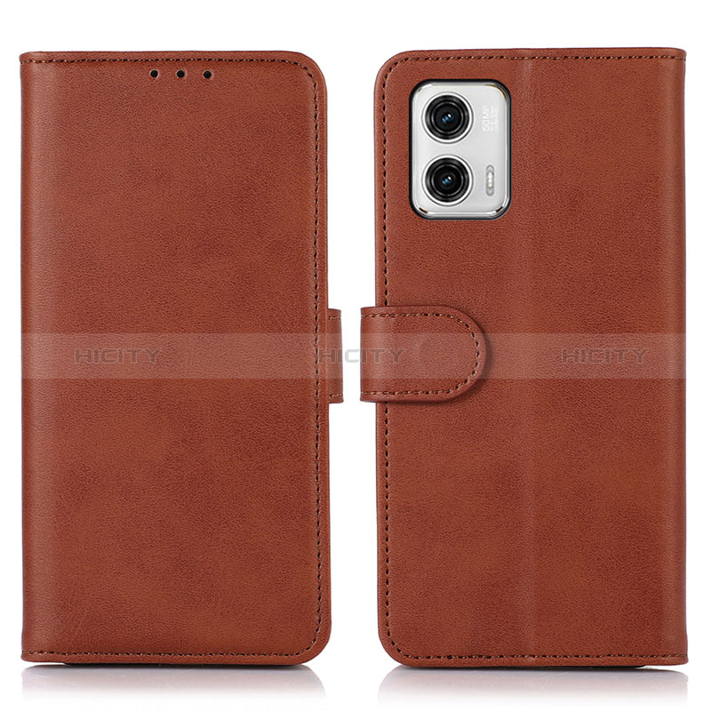 Custodia Portafoglio In Pelle Cover con Supporto N08P per Motorola Moto G73 5G Marrone