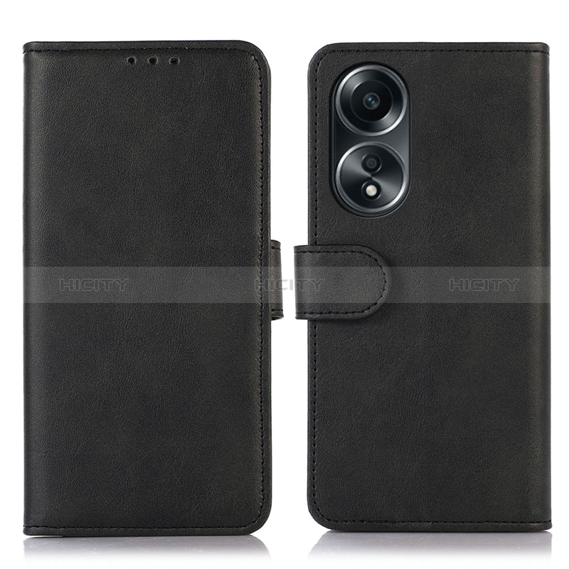 Custodia Portafoglio In Pelle Cover con Supporto N08P per Oppo A78 4G Nero