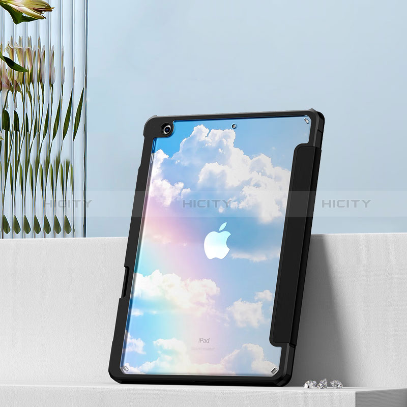 Custodia Portafoglio In Pelle Cover con Supporto P01 per Apple iPad 10.2 (2019) Nero
