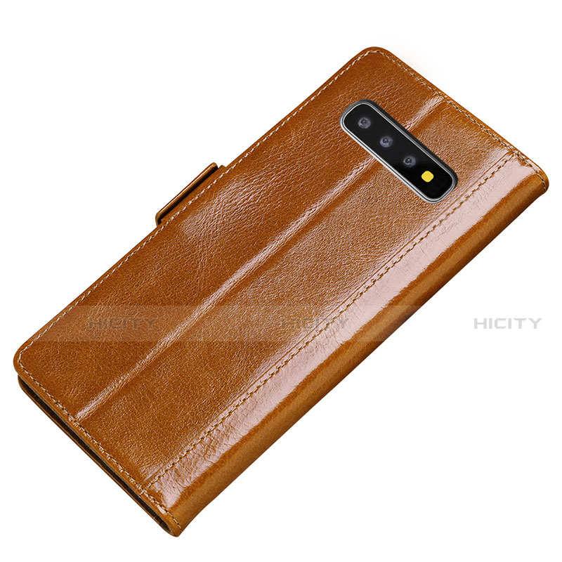 Custodia Portafoglio In Pelle Cover con Supporto P01 per Samsung Galaxy S10 5G Arancione