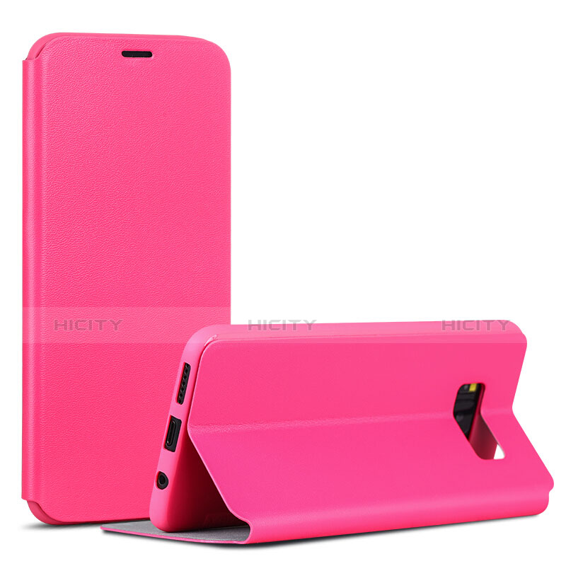 Custodia Portafoglio In Pelle Cover con Supporto P01 per Samsung Galaxy S8 Rosa Caldo