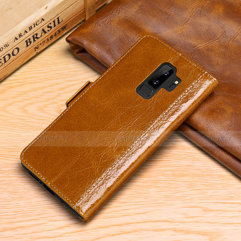 Custodia Portafoglio In Pelle Cover con Supporto P01 per Samsung Galaxy S9 Plus Arancione