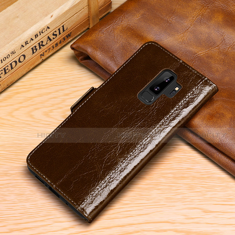 Custodia Portafoglio In Pelle Cover con Supporto P01 per Samsung Galaxy S9 Plus Marrone